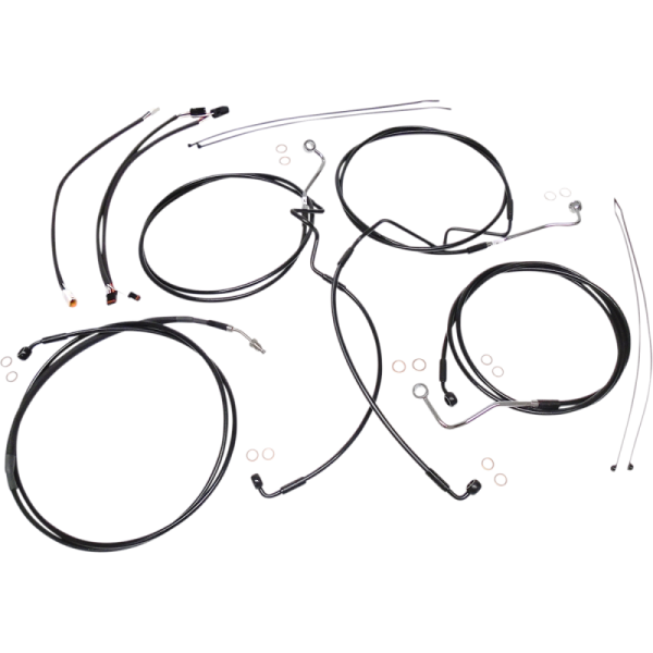 (image for) MAGNUM XR Black w/ Black Fittings DOT Handlebar Installation Kit, 12"-14" Apes