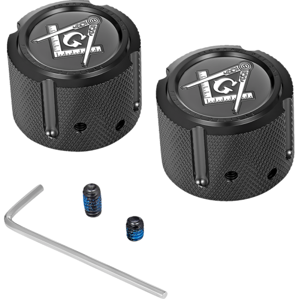 (image for) FIGURATI DESIGNS Axle Nut Cover Black w/ Masonic Emblem
