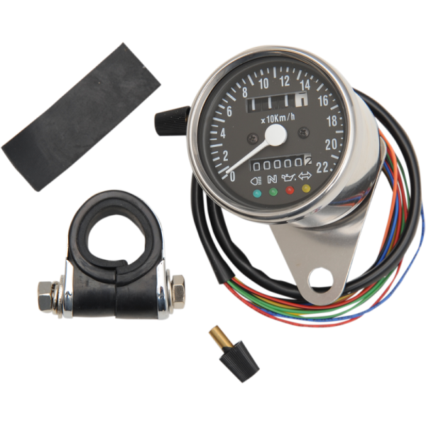 Drag Specialties 2.4" Mini Mechanical Speedometer with LED Indicators