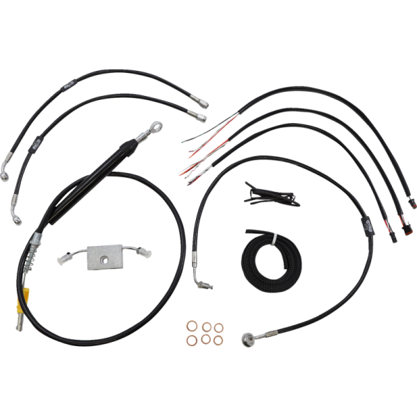 (image for) LA Choppers Black Vinyl/Stainless Braided Complete Kit for 18-24 FXLRS/FXFB/FXFBS w/ ABS (12-14in.)