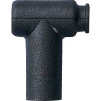 (image for) K&S 90° Elbow Resistor Cover, 14mm thread, terminal nut, black plastic