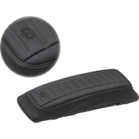 (image for) Mustang Saddlebag Lid Cover - Deluxe Black w/ Gunmetal Gray Stitching