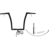 (image for) Pre-Wired EZ Install 1 1/4" Flat Top Handlebar Gloss Black 16" Rise