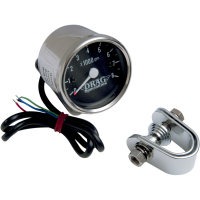 (image for) Chrome Housing Mini Tachometer Black Face