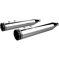 (image for) Khrome Werks 4.50" HP PLUS Slip-On Mufflers - Chrome w/ black Tracer billet end caps