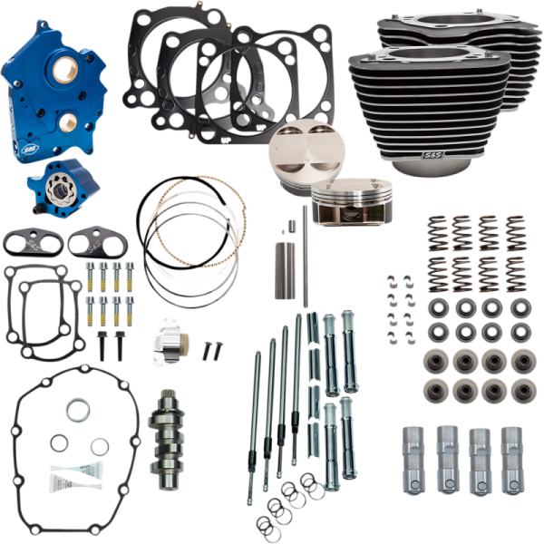 (image for) S&S CYCLE S&S 128" Power Package - Wrinkle Black Highlighted, Chain Drive