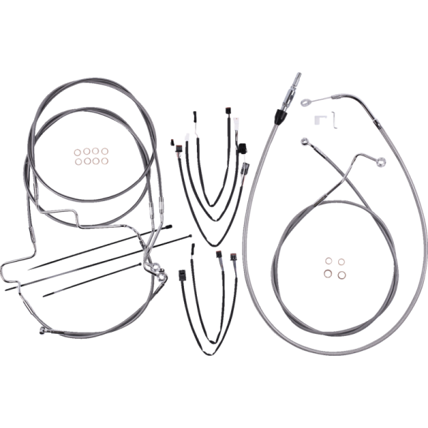 (image for) MAGNUM XR Stainless w/ Chrome Fittings DOT Handlebar Installation Kit, 15"-17" Apes