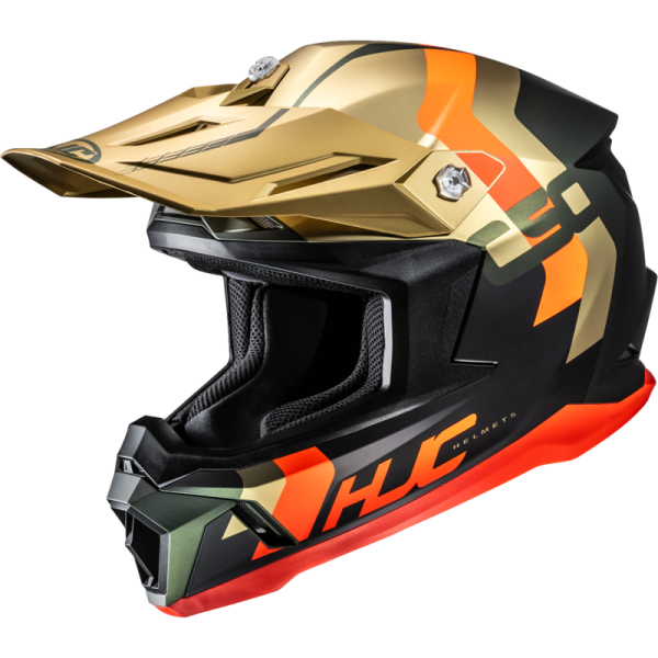 (image for) HJC C50 Primal Helmet - Semi-Flat Olive/Gold/Orange, Size M
