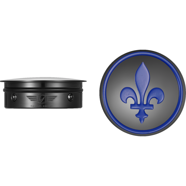 (image for) FIGURATI DESIGNS Swingarm Pivot Cover - Black w/ blue fleur-de-lis