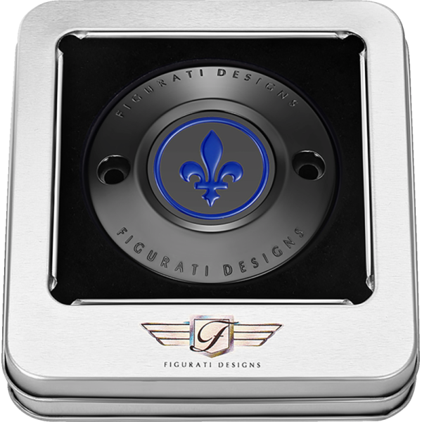 (image for) FIGURATI DESIGNS Timing Cover Black w/ blue fleur-de-lis