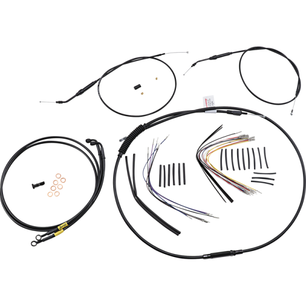 (image for) Burly Brand Black Vinyl Handlebar Cable and Brake Line Kit for Jail Bars, For 14" Jail bars