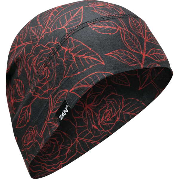 (image for) Zan Headgear SportFlex Beanie - Black & red roses
