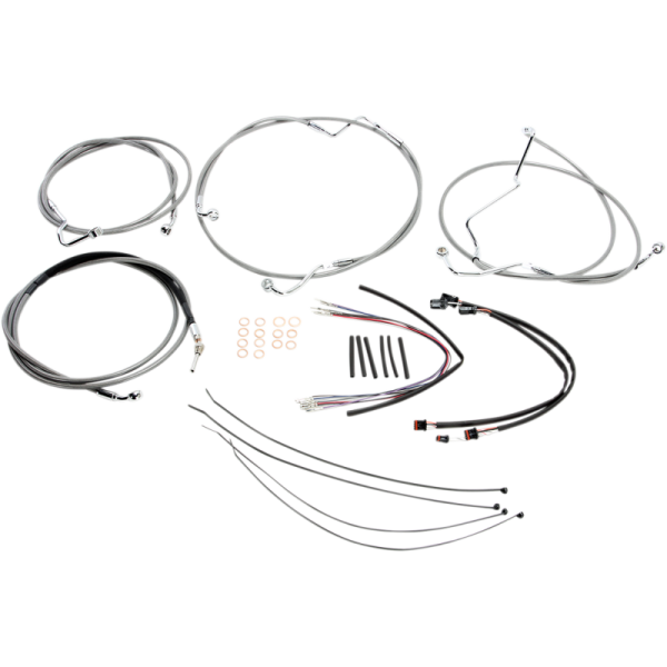 (image for) XR Stainless w/ Chrome Fittings DOT Handlebar Installation Kit, 12"-14" Apes