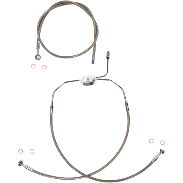 (image for) MAGNUM Stainless w/ Chrome Fittings Stock Front Brake Line Kit for 99-07 FLHR/I