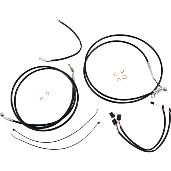 (image for) MAGNUM XR Black w/ Chrome Fittings DOT Handlebar Installation Kit, 15"-17" Apes