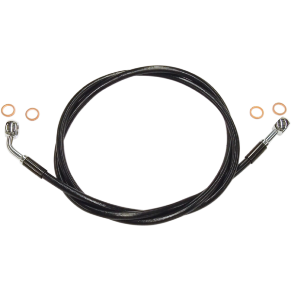 (image for) Black w/ Chrome Fittings Stock Front Brake Line Kit for 18-24 FXBB/S