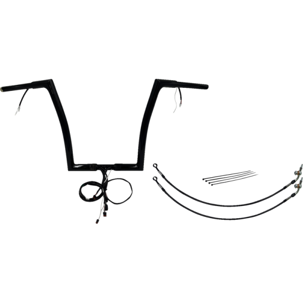 (image for) Pre-Wired EZ Install 1 1/4" Flat Top Handlebar Gloss Black 14" Rise