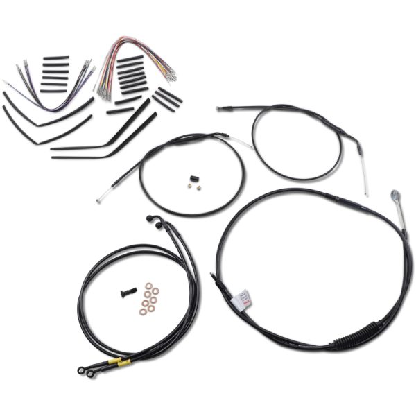 (image for) Burly Brand Black Handlebar Cable/Line Install Kit, For 14" Ape hanger bar