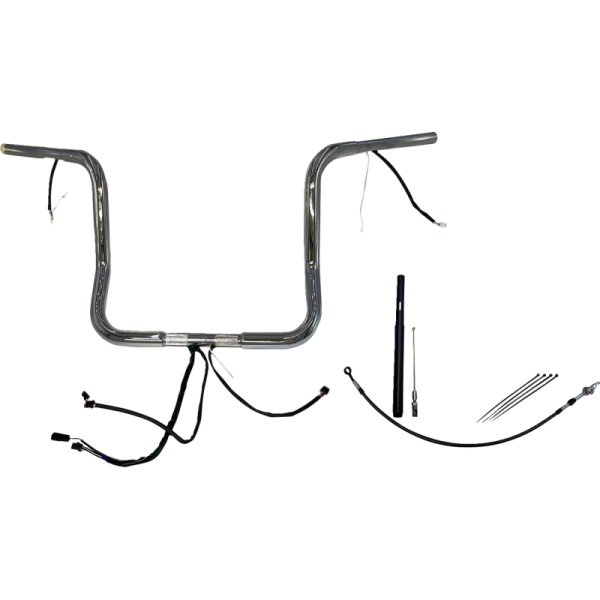 (image for) Pre-Wired EZ Install 1 1/4" Round Top Handlebar Chrome 14" Rise