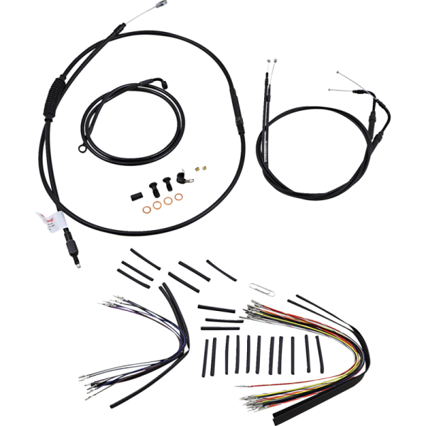 (image for) Burly Brand Black Handlebar Cable/Line Install Kit, For 16" Ape hanger bar