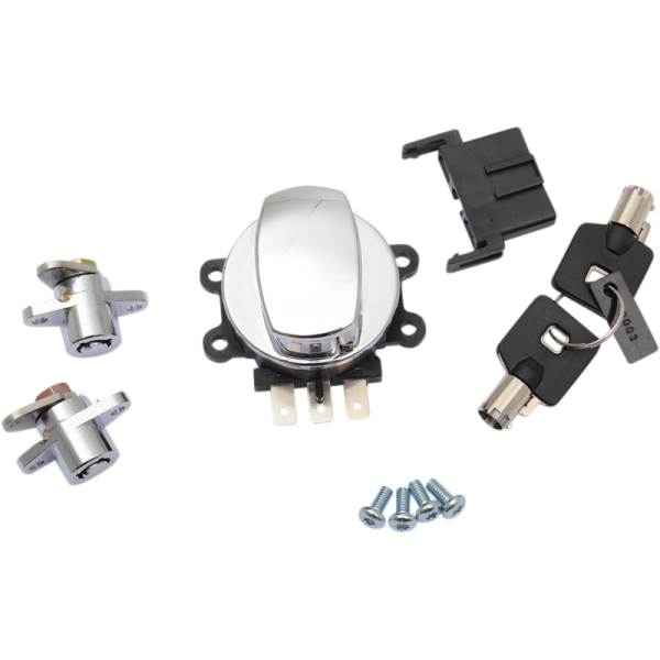 (image for) Drag Specialties Chrome Side Hinge Ignition Switch/Saddlebag Lock Kit