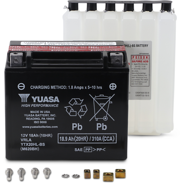 (image for) Yuasa High-Performance AGM Maintenance-Free Battery YTX20HL-BS for YAMAHA Star Eluder (XV19BJ) 18, Star Venture (XV19) 18-21