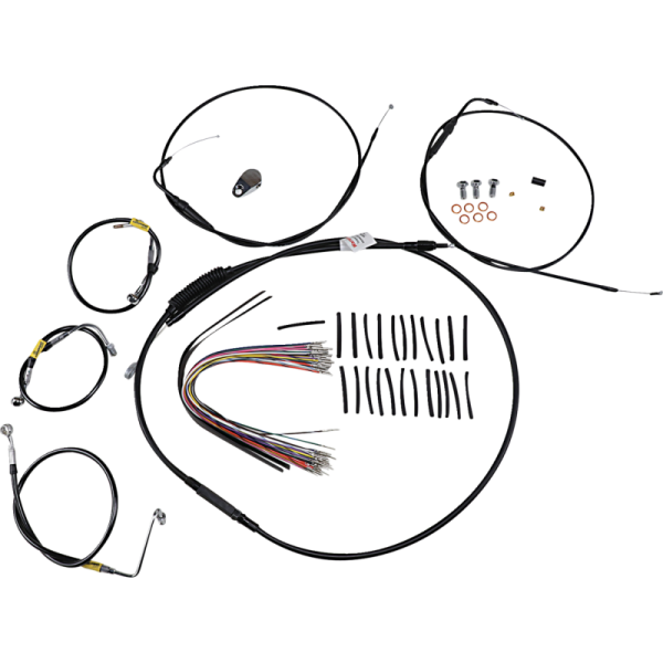 (image for) Burly Brand Black Handlebar Cable/Line Install Kit, For 13" Ape hanger bar