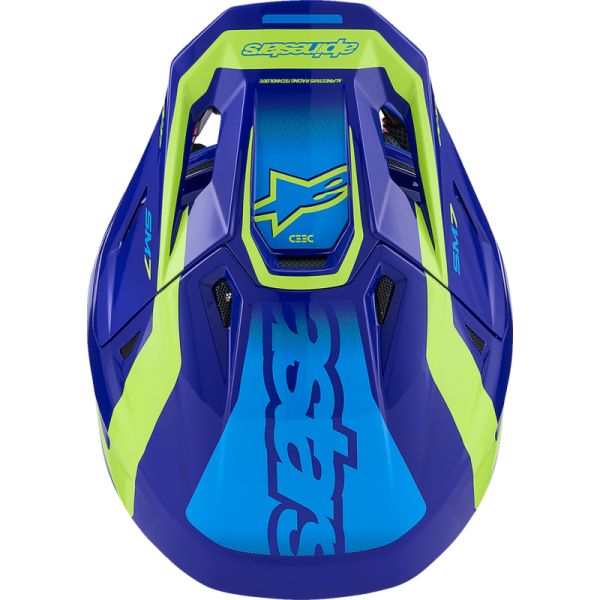 (image for) Alpinestars S-M7 Helmet - Deed, Blue/Fluo Yellow - Size XL