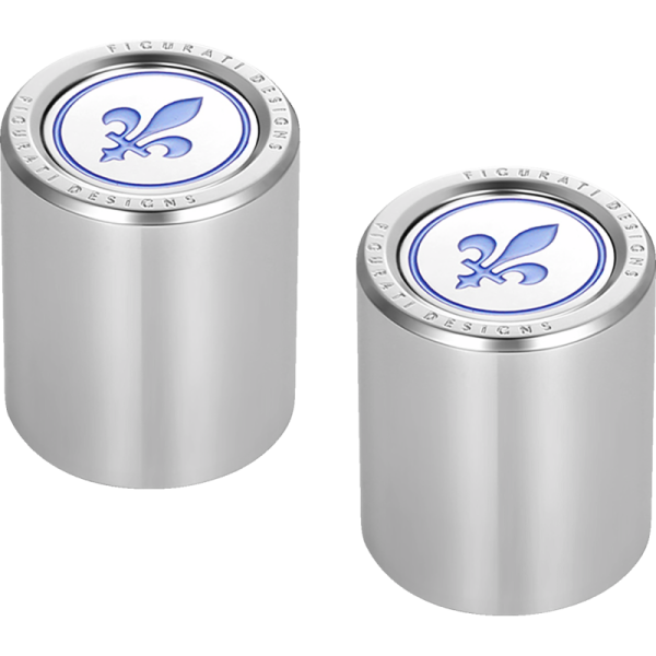 (image for) FIGURATI DESIGNS Docking Cover Mirror Polished w/ Blue Fleur-De-Lis