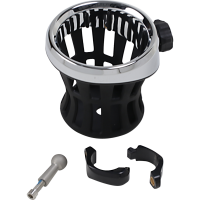 (image for) Drink Holder with 1 1/4" Handlebar Mount, Black/Chrome