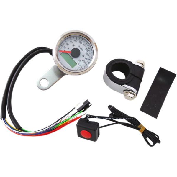 (image for) Drag Specialties 5" Programmable Speedometer Polished/White