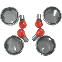 (image for) Drag Specialties Smoke Turn Signal Lens Kit with Chrome Trim Rings