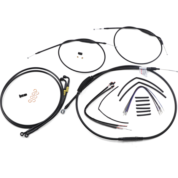 (image for) Burly Brand Black Handlebar Cable/Line Install Kit, For 12" Ape hanger bar