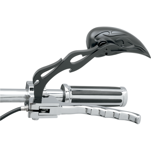 (image for) Drag Specialties Flame Teardrop Mirror with Sculptured Stems, Black