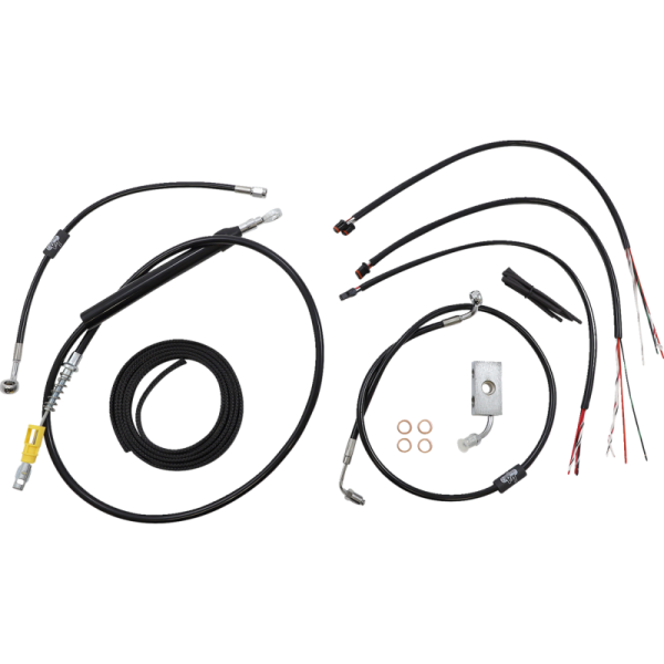 (image for) LA Choppers Black Vinyl/Stainless Braided Complete Kit for 18-24 Softail w/ ABS (15-17in.)