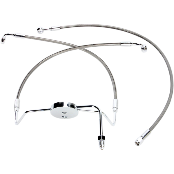 (image for) Stainless w/ Chrome Fittings +6" Front Brake Line Kit for 99-07 FLHR/I