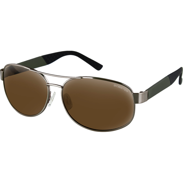 (image for) Bobster Commandant Sunglasses - Matte metallic olive w/ brushed bronze/brown HD silver mirror