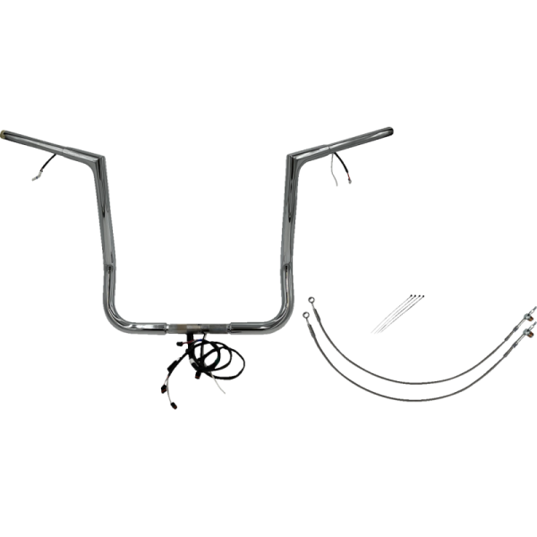 (image for) Pre-Wired EZ Install 1 1/4" Flat Top Handlebar Chrome 16" Rise