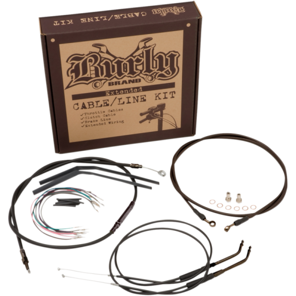 (image for) Burly Brand Black Handlebar Cable/Line Install Kit, For 16" Ape hanger bar