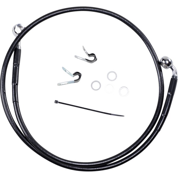 (image for) Drag Specialties Black Vinyl-Coated Stainless Steel Front Brake Line Kit, +6" Ext