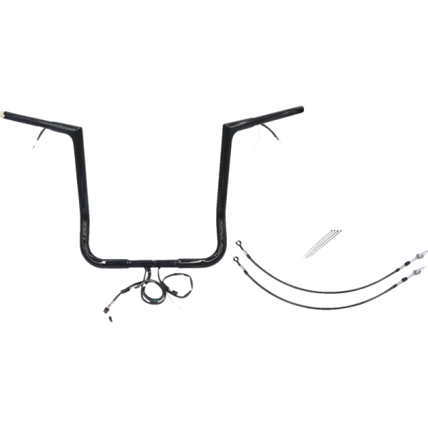 (image for) Pre-Wired EZ Install 1 1/4" Flat Top Handlebar Gloss Black 16" Rise