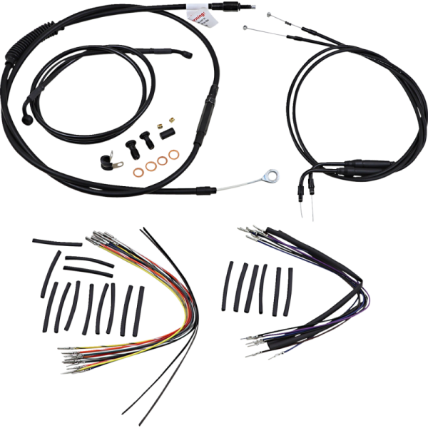 (image for) Burly Brand Black Handlebar Cable/Line Install Kit, For 14" Ape hanger bar
