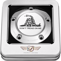 (image for) Timing Cover Mirror polished w/ black Don’t Tread on Me
