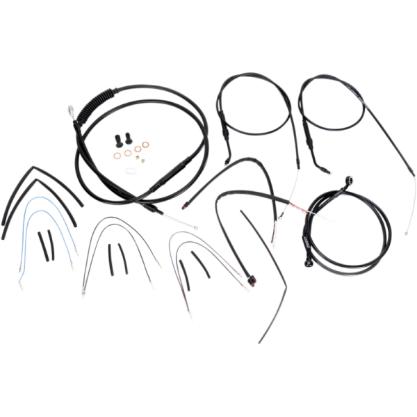 (image for) Burly Brand Black Handlebar Cable/Line Install Kit, For 16" Ape hanger bar