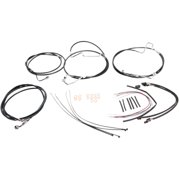 (image for) MAGNUM XR Black w/ Chrome Fittings DOT Handlebar Installation Kit, 12"-14" Apes