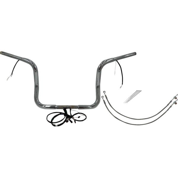 (image for) Pre-Wired EZ Install 1 1/4" Round Top Handlebar Chrome 12" Rise
