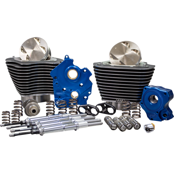 (image for) S&S CYCLE S&S 124" Power Package - Highlighted Fins, Chain Drive, Chrome Tubes