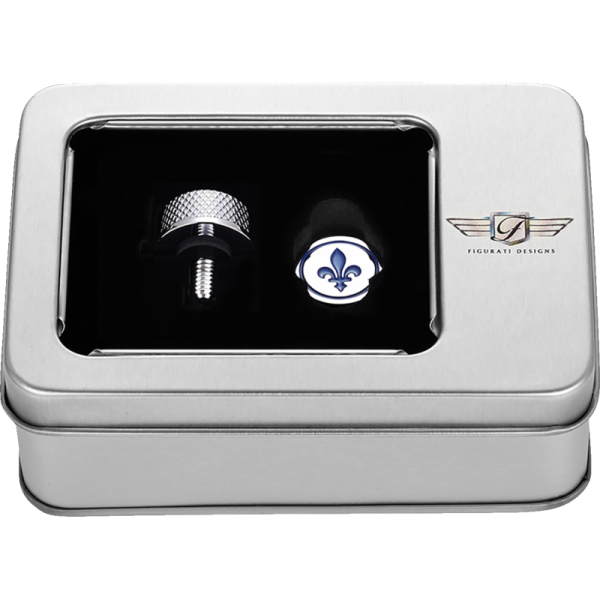 (image for) FIGURATI DESIGNS Seat Screw Mirror Polished Blue Fleur-de-lis