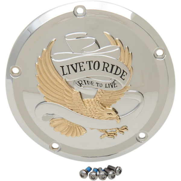 (image for) Drag Specialties "Live To Ride" Derby Cover, Gold