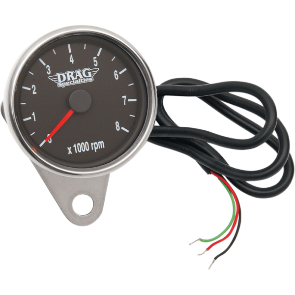 (image for) Drag Specialties Polished Mini Tachometer Black Face